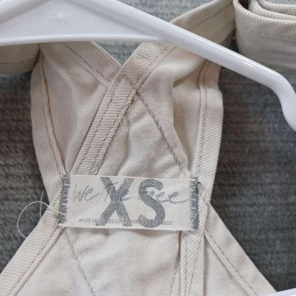 We the free Winter White Cream Ivory Denim Overalls Womens XS 28" Inseam - Picture 3 of 10